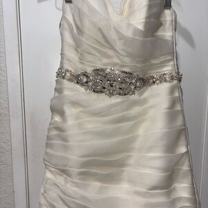 Maggie Sottero Cream Wedding Dress with Silver Embellishments